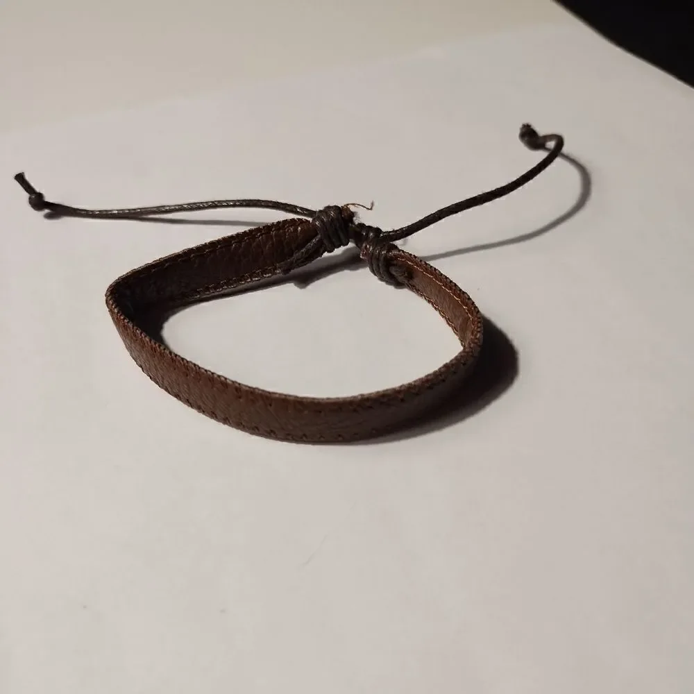 Men's bracelet leather layered brown new d46‎